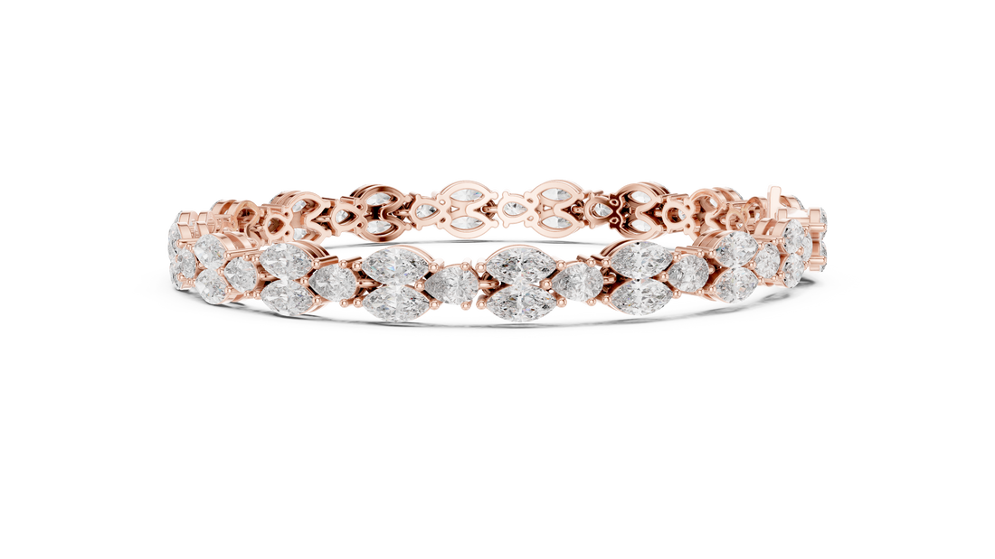 Pear and Marquise Cut Diamond Alternating Tennis Chain Bracelet with Collet Settings