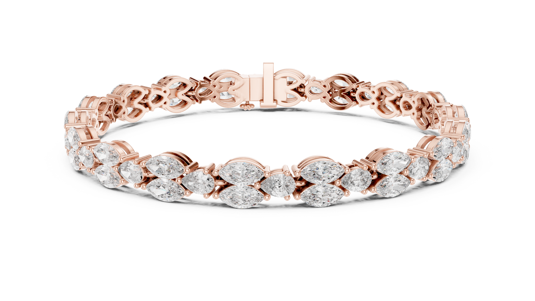 Pear and Marquise Cut Diamond Alternating Tennis Chain Bracelet with Collet Settings