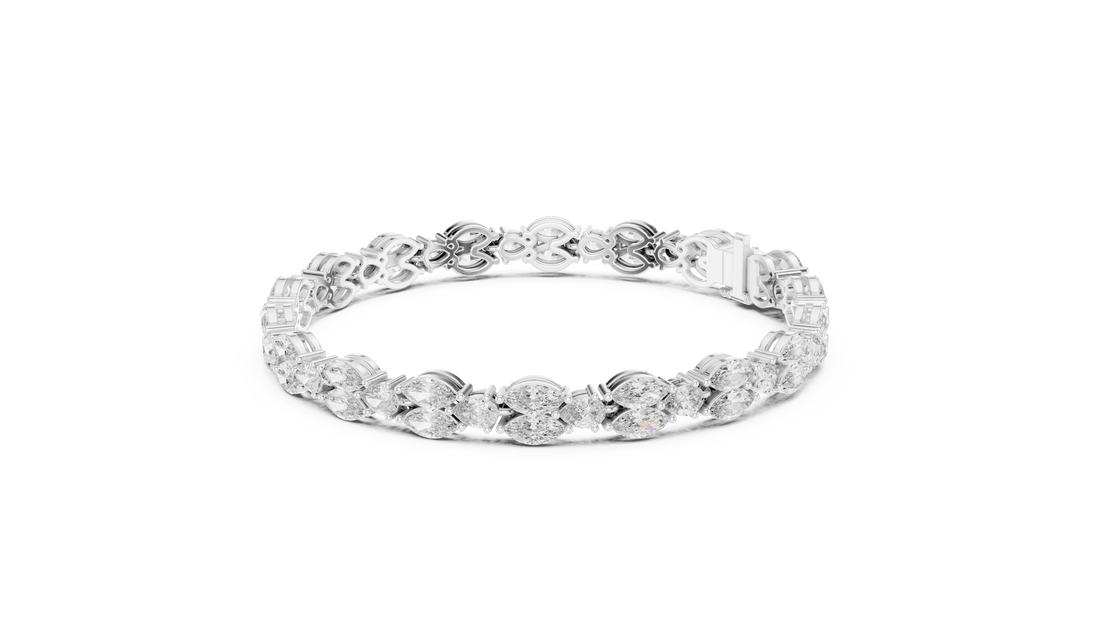 Pear and Marquise Cut Diamond Alternating Tennis Chain Bracelet with Collet Settings