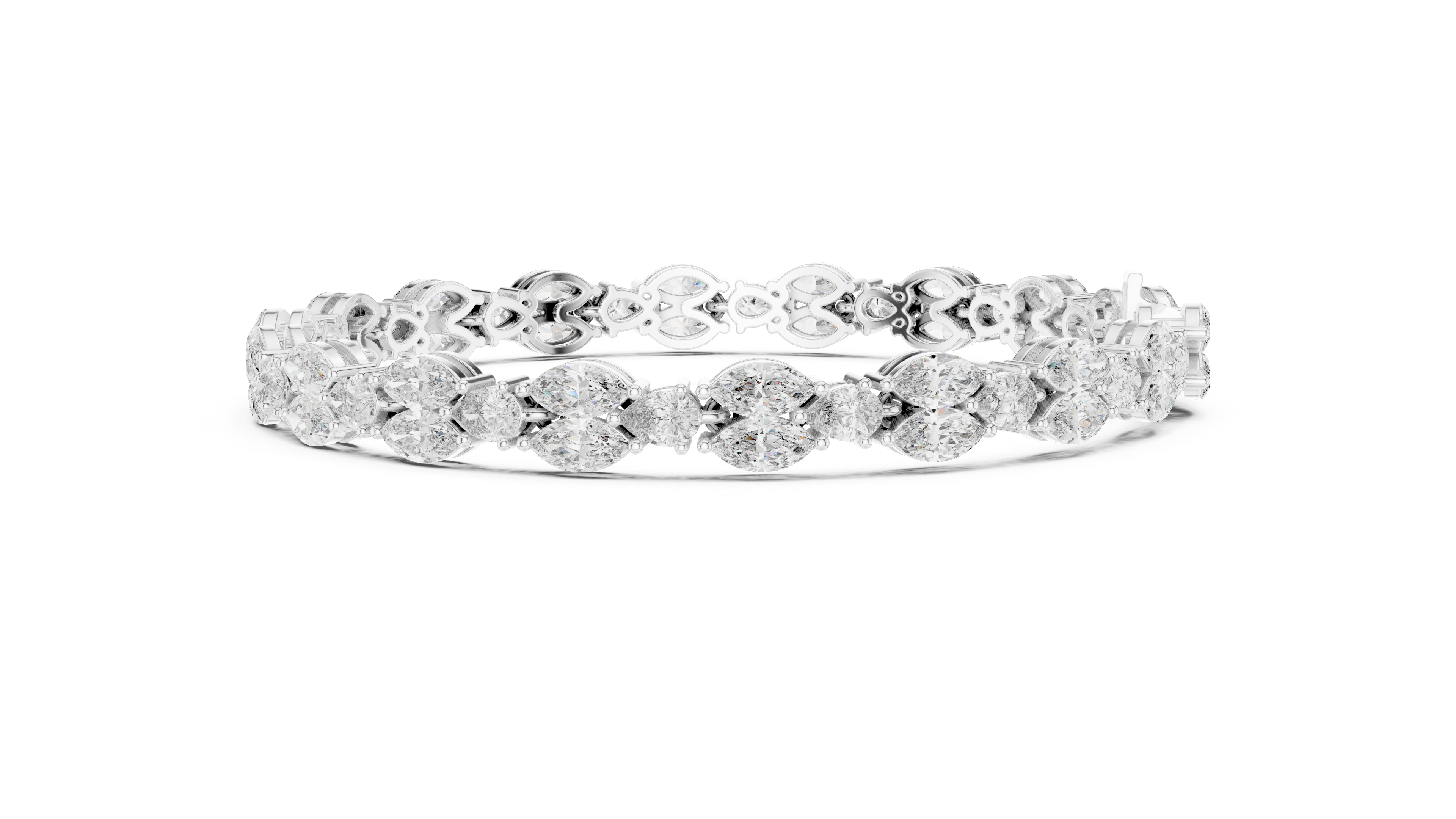 Pear and Marquise Cut Diamond Alternating Tennis Chain Bracelet with Collet Settings