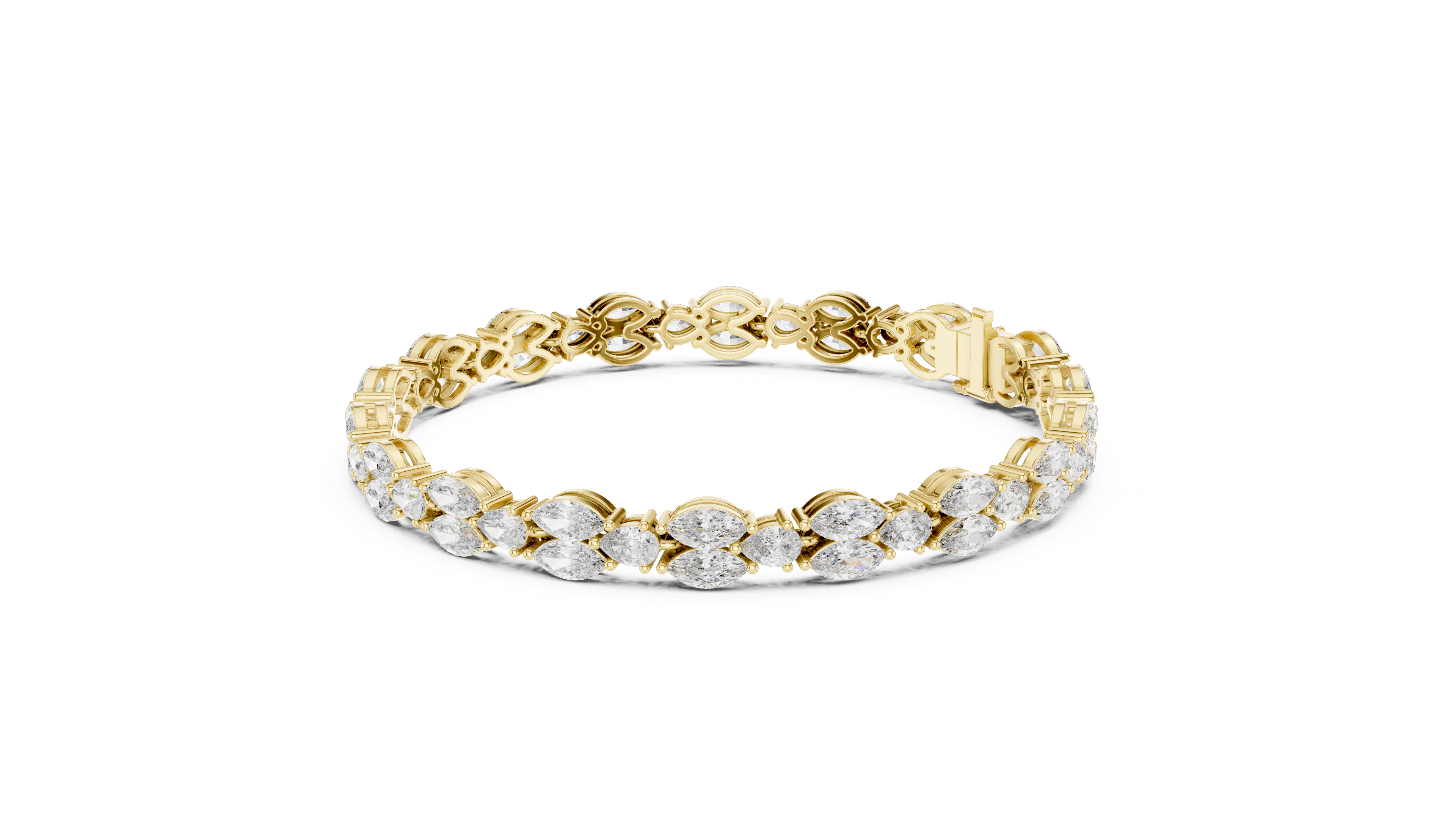 Pear and Marquise Cut Diamond Alternating Tennis Chain Bracelet with Collet Settings