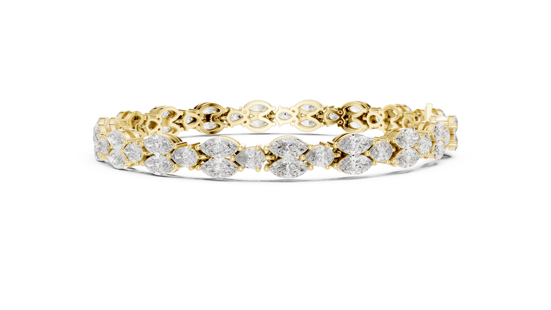 Pear and Marquise Cut Diamond Alternating Tennis Chain Bracelet with Collet Settings