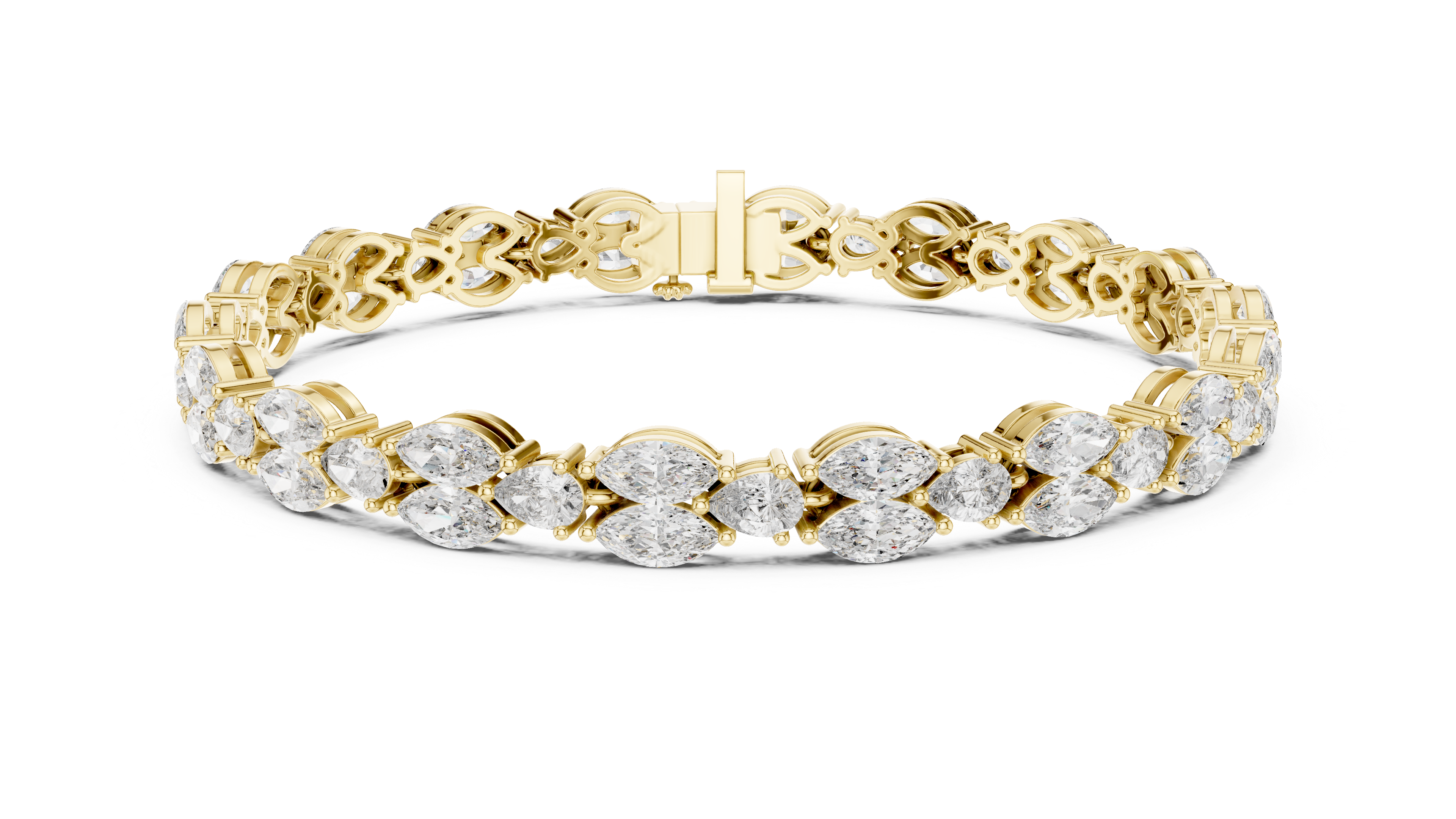 Pear and Marquise Cut Diamond Alternating Tennis Chain Bracelet with Collet Settings