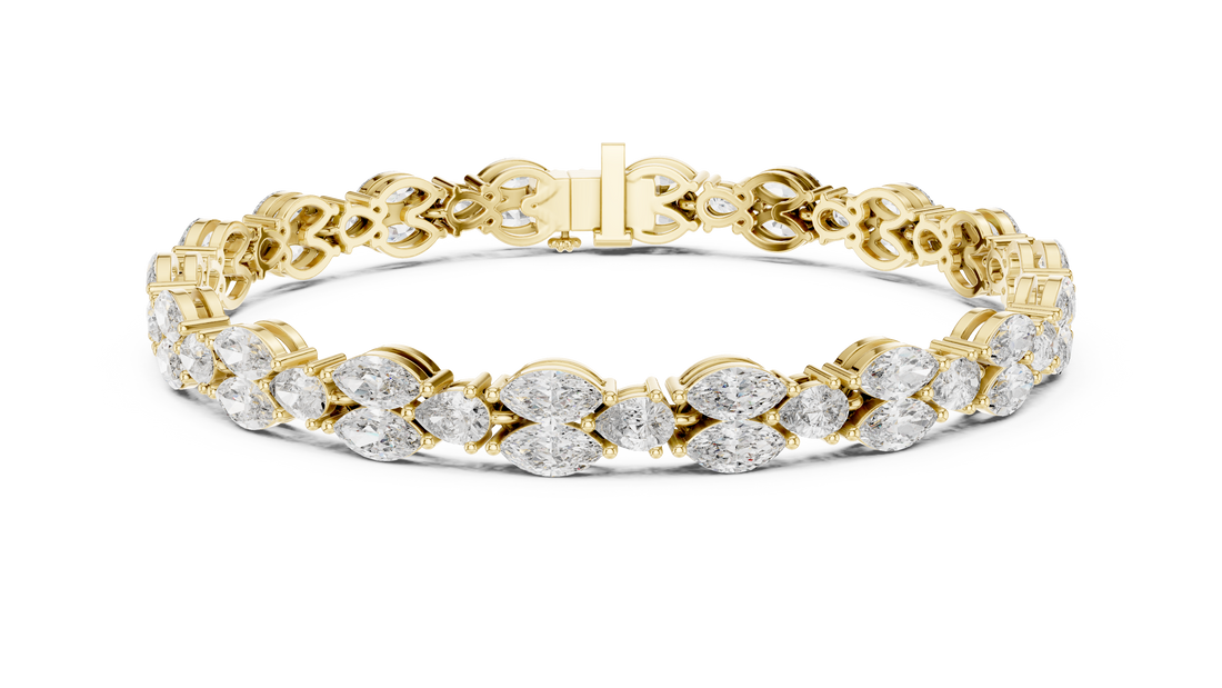 Pear and Marquise Cut Diamond Alternating Tennis Chain Bracelet with Collet Settings