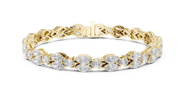 Pear and Marquise Cut Diamond Alternating Tennis Chain Bracelet with Collet Settings