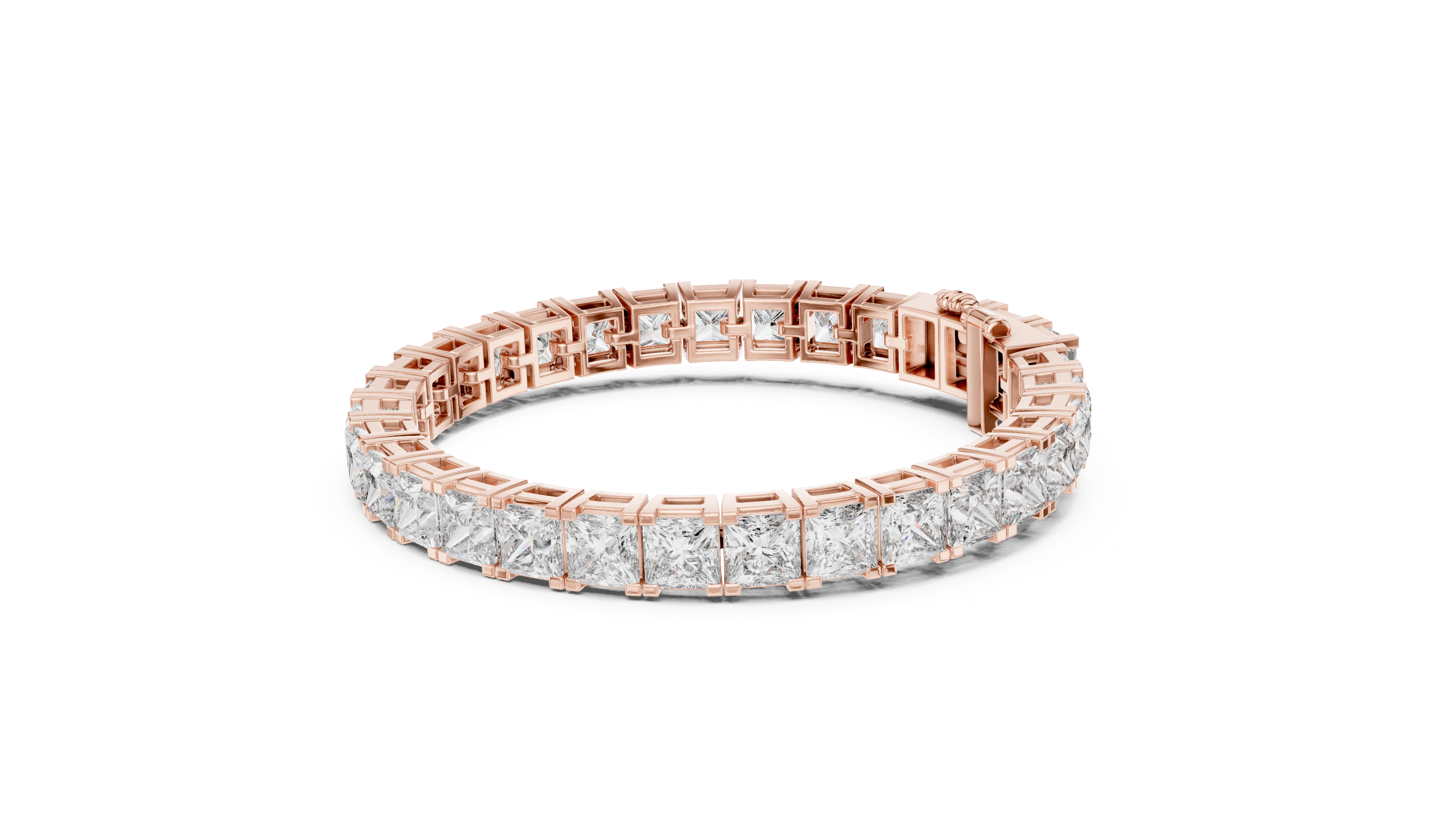 Princess Cut Diamond Tennis Chain Bracelet with Continuous Square Collet Settings
