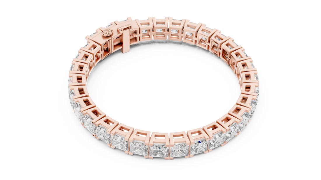 Princess Cut Diamond Tennis Chain Bracelet with Continuous Square Collet Settings