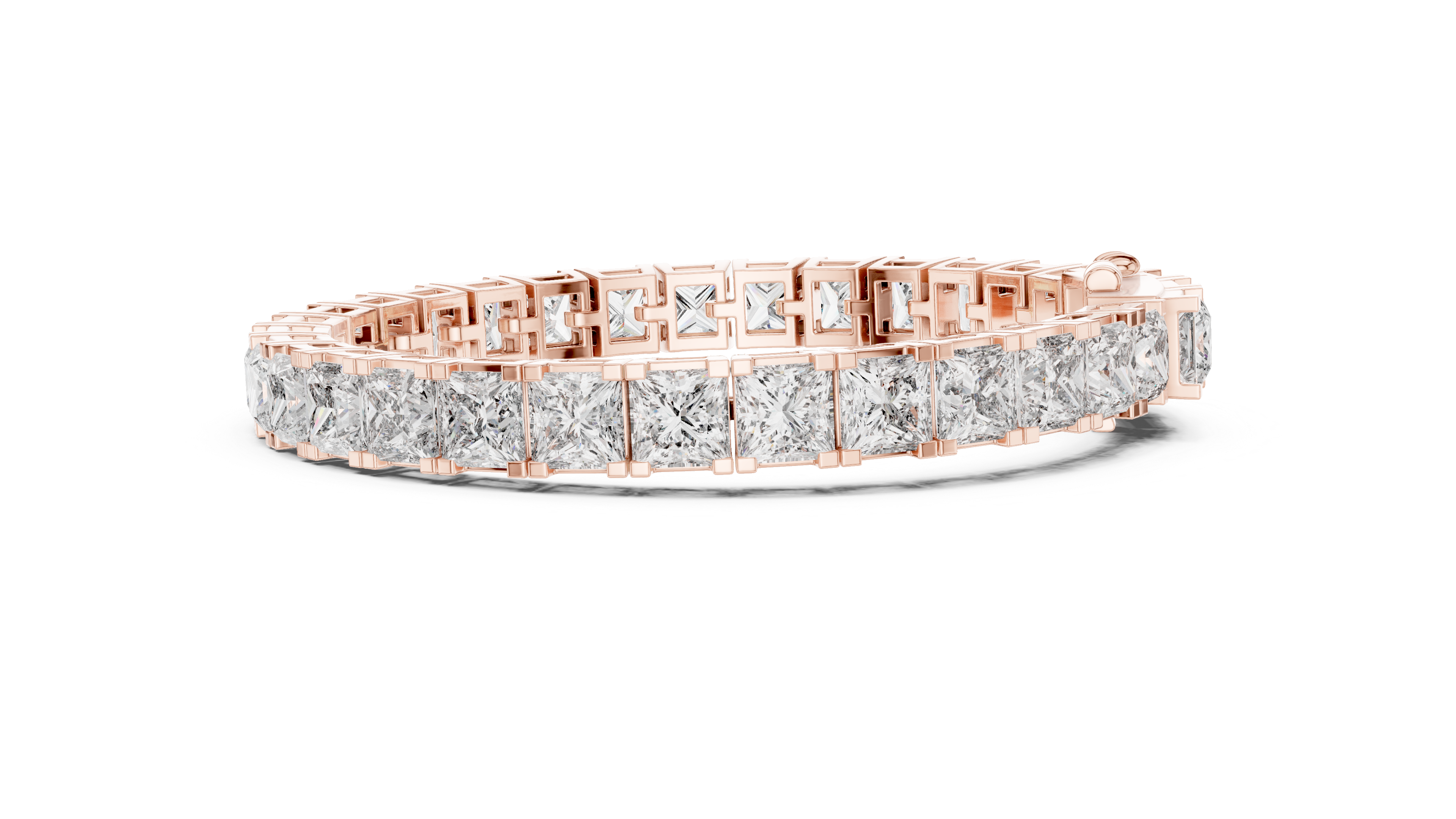 Princess Cut Diamond Tennis Chain Bracelet with Continuous Square Collet Settings