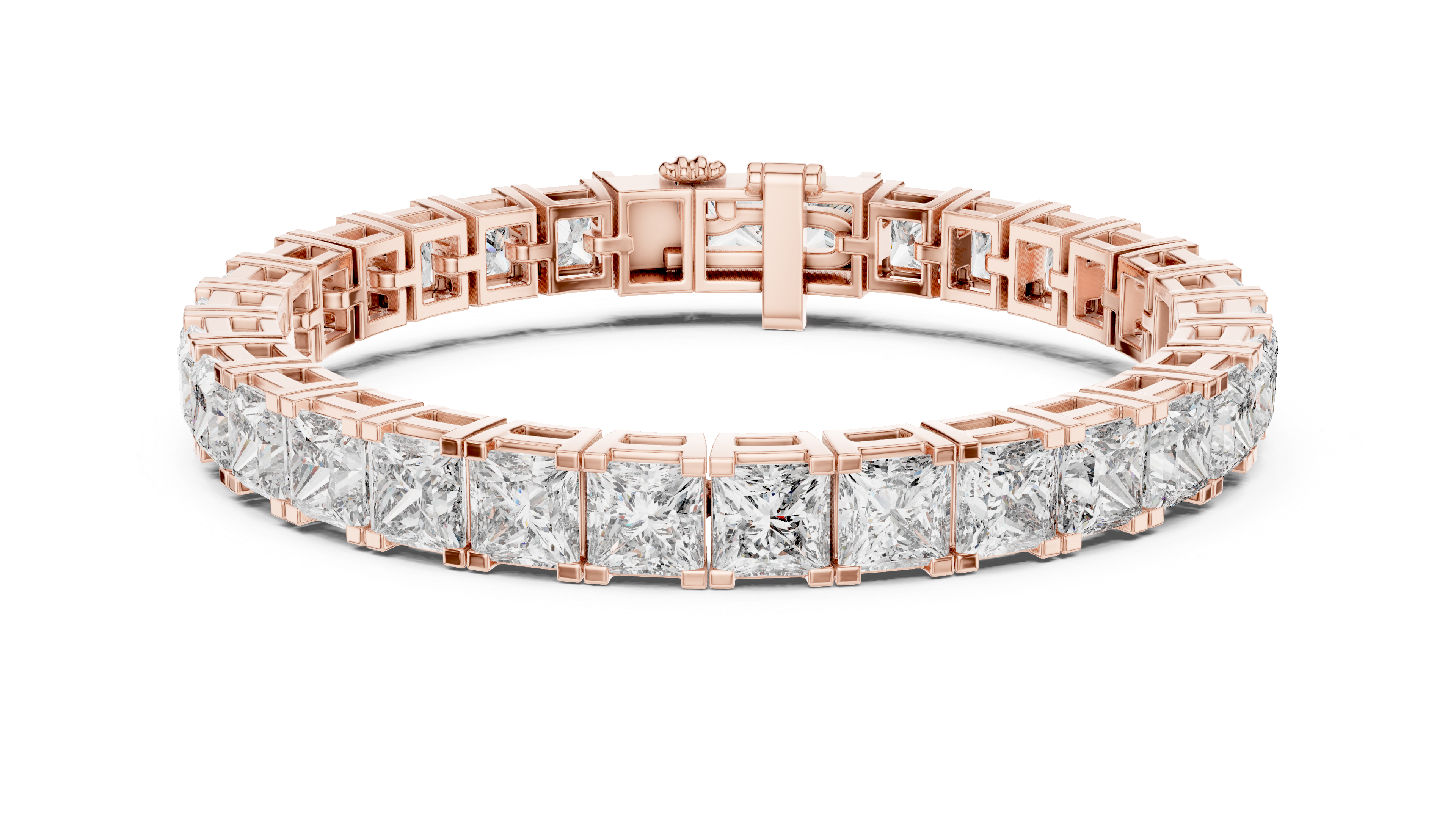 Princess Cut Diamond Tennis Chain Bracelet with Continuous Square Collet Settings