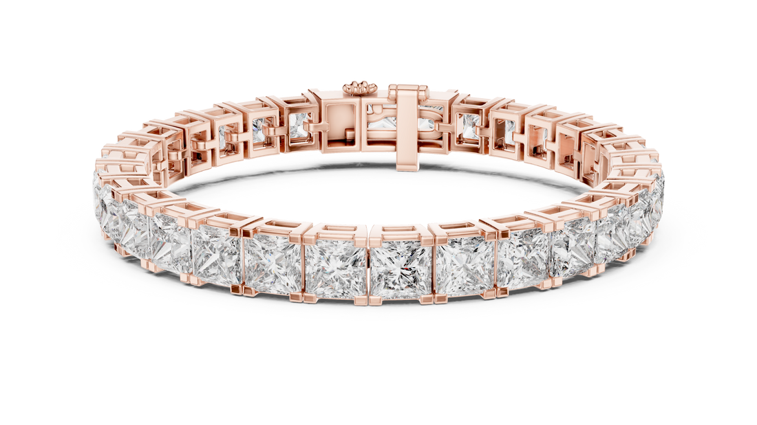 Princess Cut Diamond Tennis Chain Bracelet with Continuous Square Collet Settings