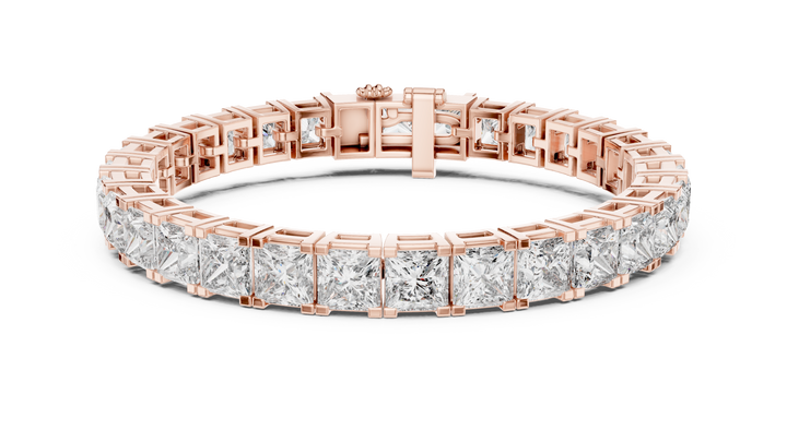 Princess Cut Diamond Tennis Chain Bracelet with Continuous Square Collet Settings
