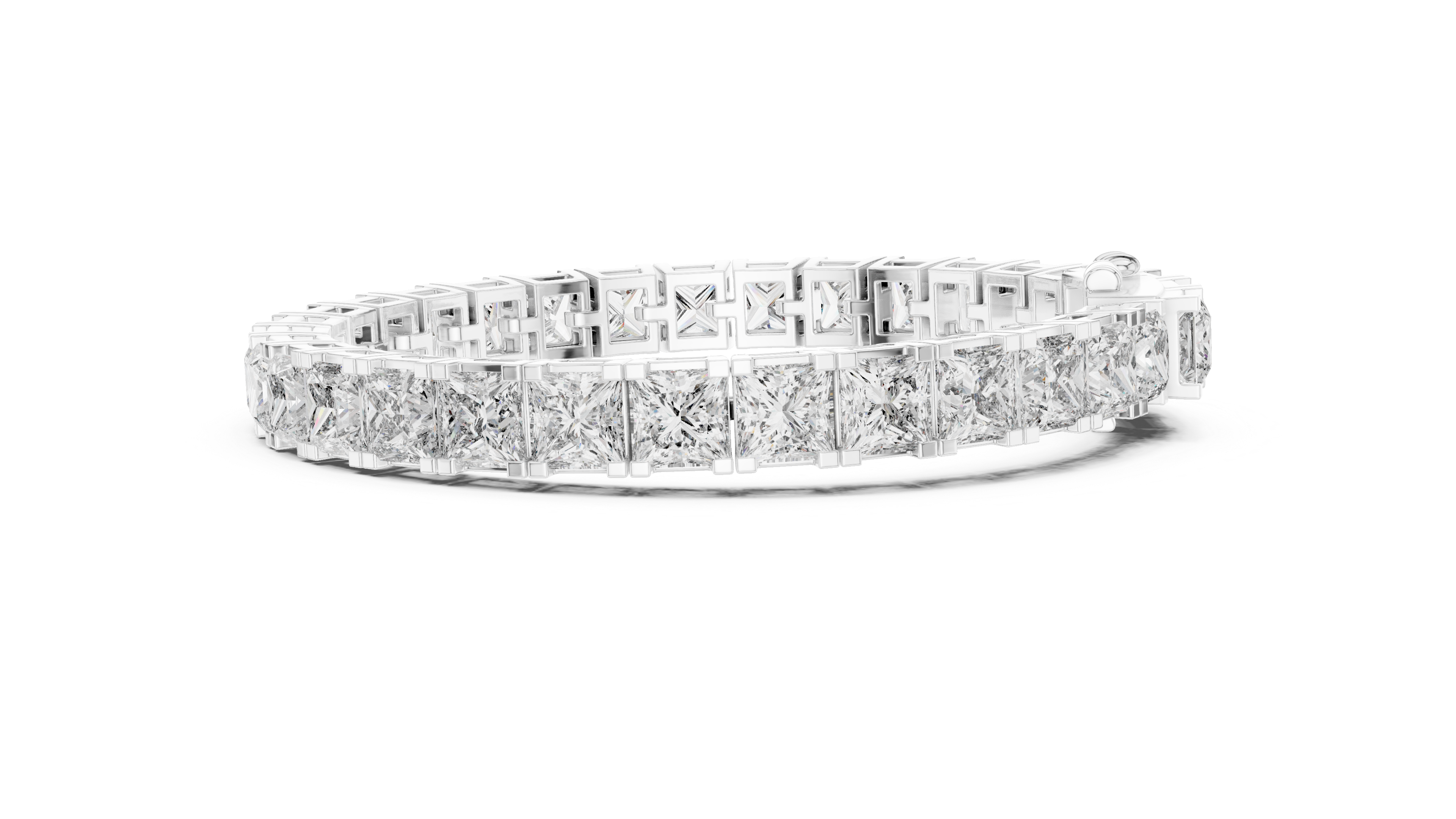 Princess Cut Diamond Tennis Chain Bracelet with Continuous Square Collet Settings