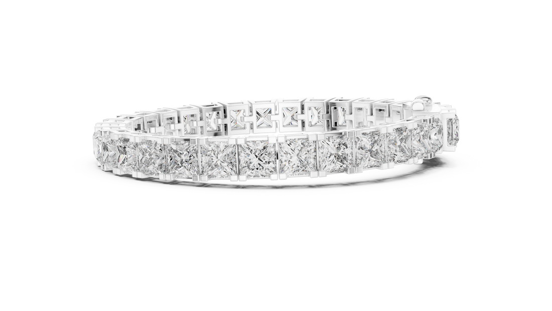 Princess Cut Diamond Tennis Chain Bracelet with Continuous Square Collet Settings