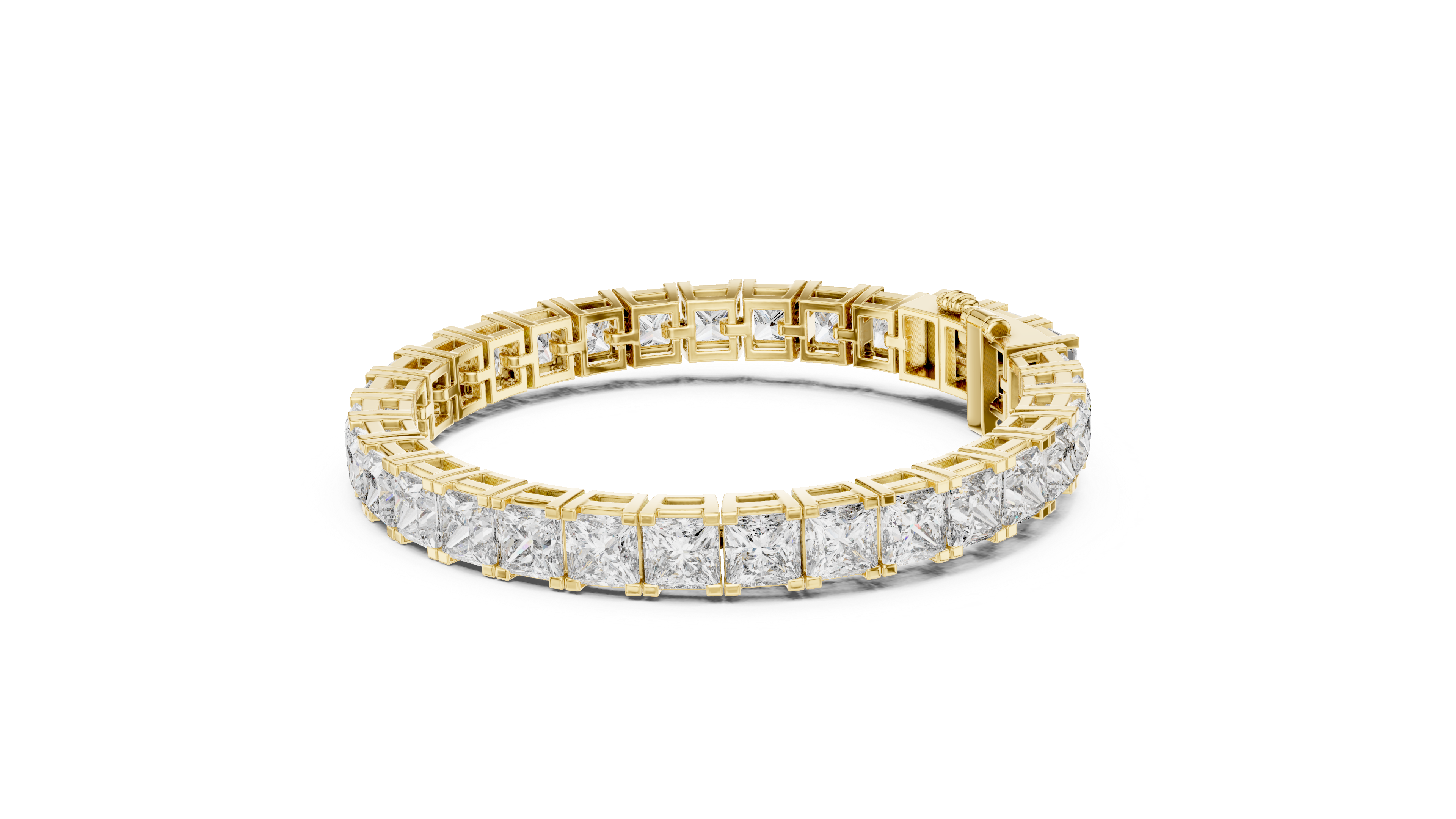 Princess Cut Diamond Tennis Chain Bracelet with Continuous Square Collet Settings