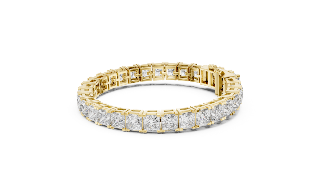 Princess Cut Diamond Tennis Chain Bracelet with Continuous Square Collet Settings