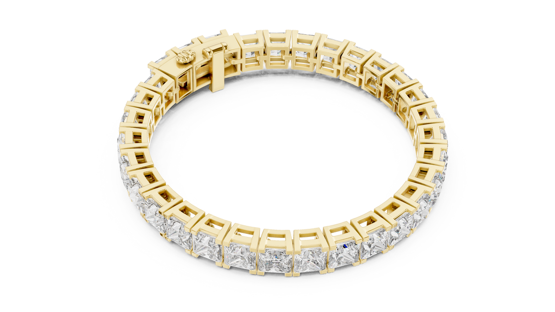 Princess Cut Diamond Tennis Chain Bracelet with Continuous Square Collet Settings