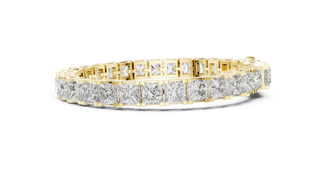 Princess Cut Diamond Tennis Chain Bracelet with Continuous Square Collet Settings