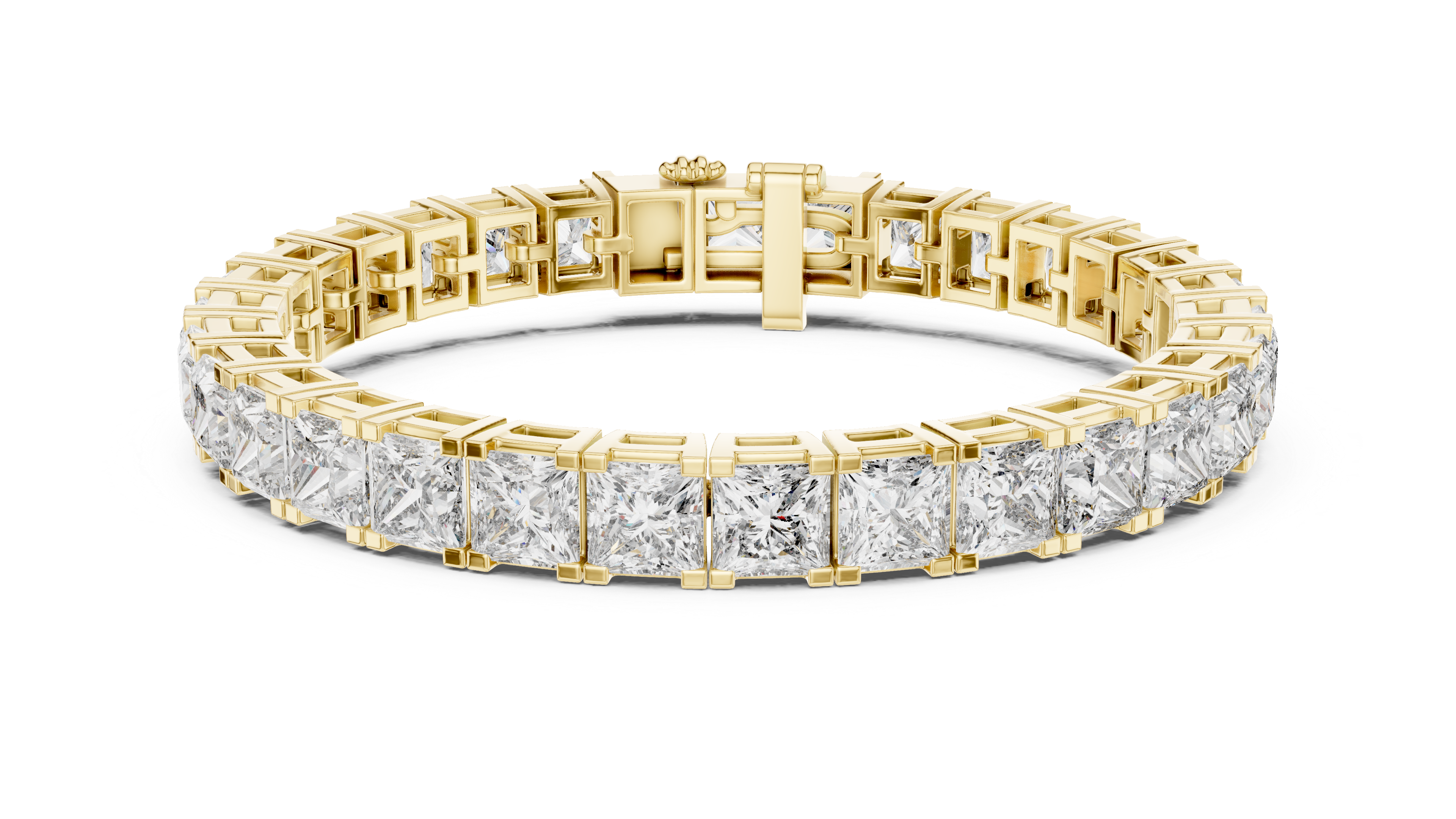 Princess Cut Diamond Tennis Chain Bracelet with Continuous Square Collet Settings
