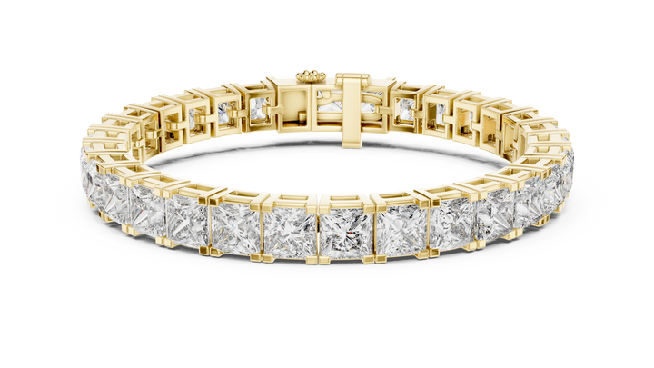 Princess Cut Diamond Tennis Chain Bracelet with Continuous Square Collet Settings