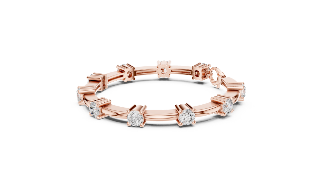 Round Brilliant Diamond Station Link Chain Bracelet in Classic Collet Setting