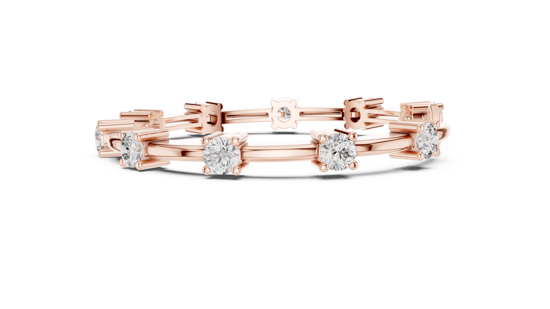 Round Brilliant Diamond Station Link Chain Bracelet in Classic Collet Setting