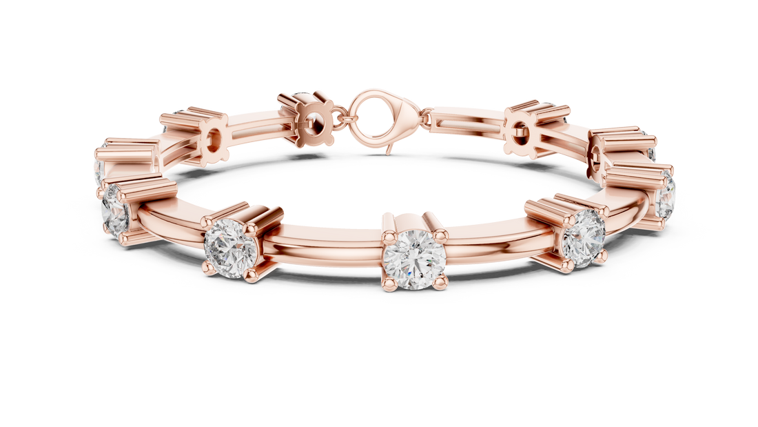 Round Brilliant Diamond Station Link Chain Bracelet in Classic Collet Setting