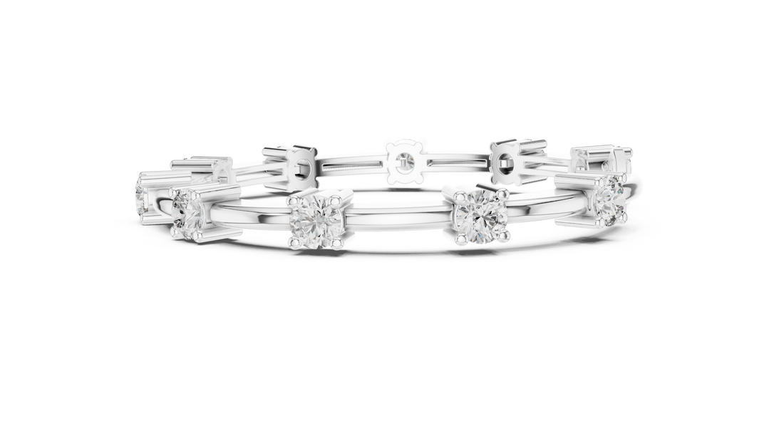 Round Brilliant Diamond Station Link Chain Bracelet in Classic Collet Setting