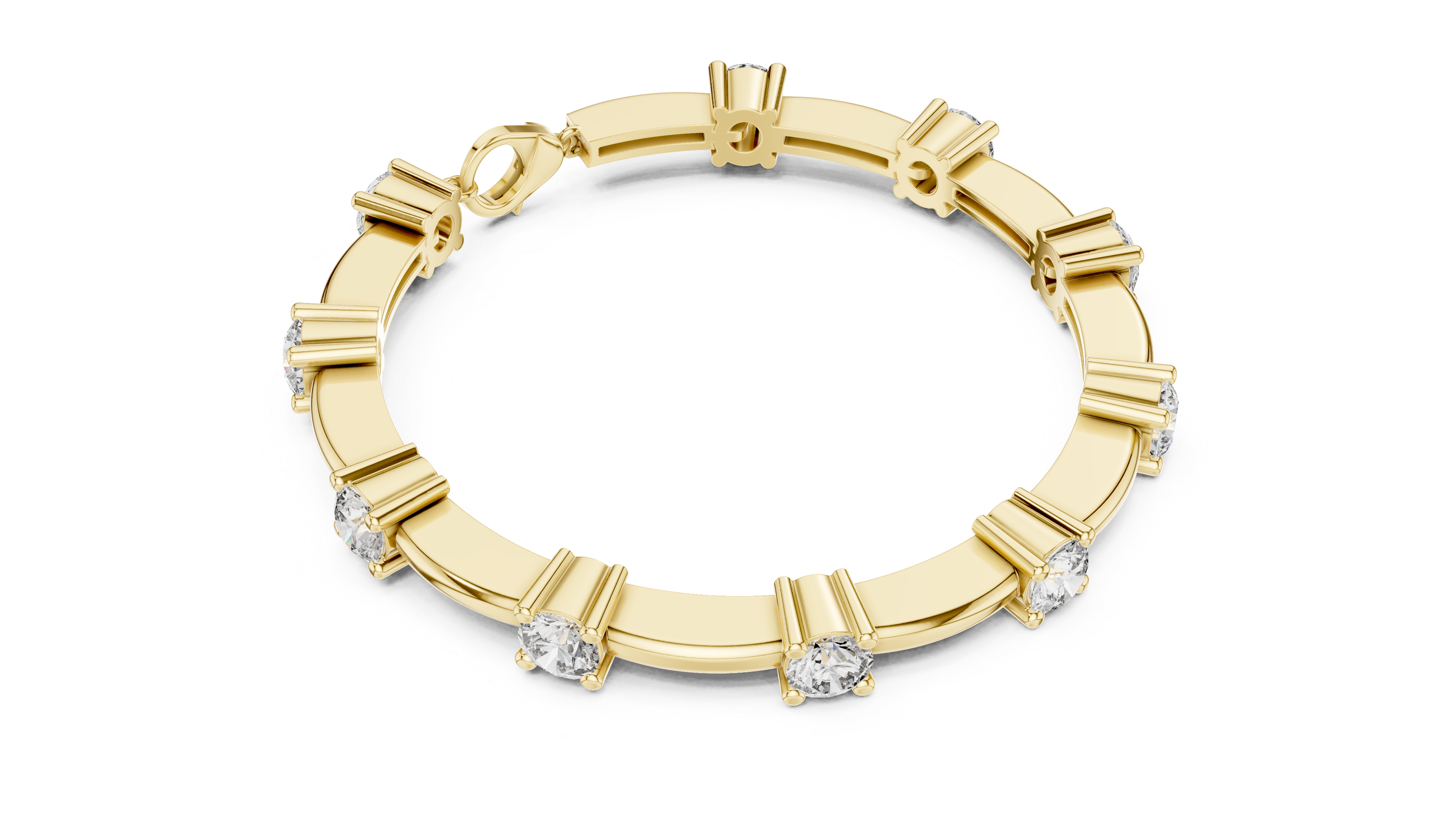 Round Brilliant Diamond Station Link Chain Bracelet in Classic Collet Setting