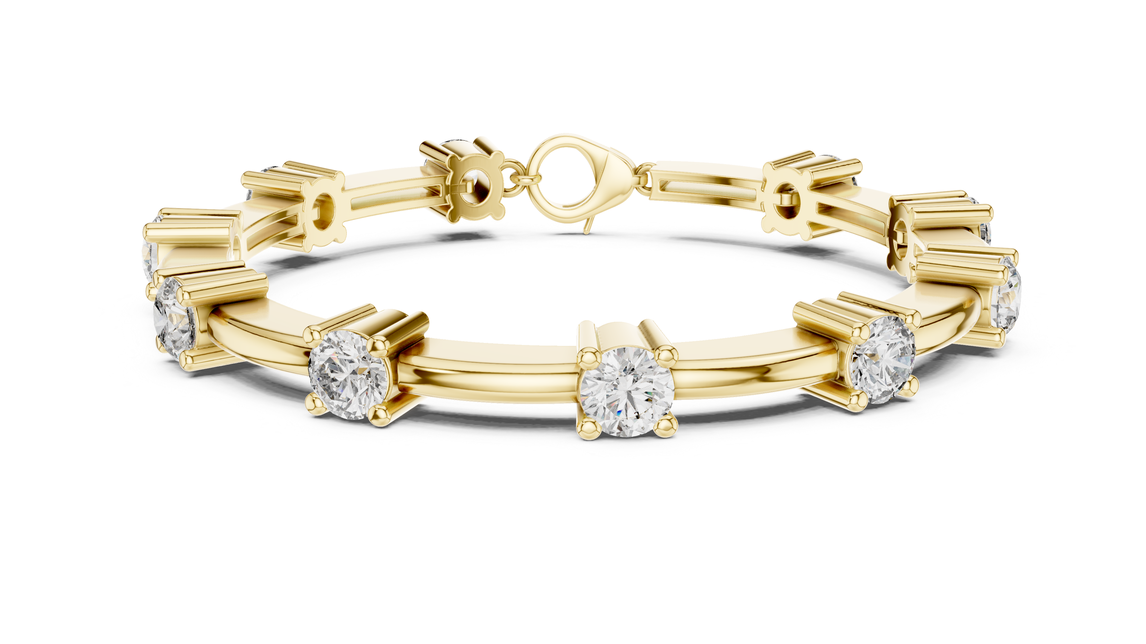 Round Brilliant Diamond Station Link Chain Bracelet in Classic Collet Setting