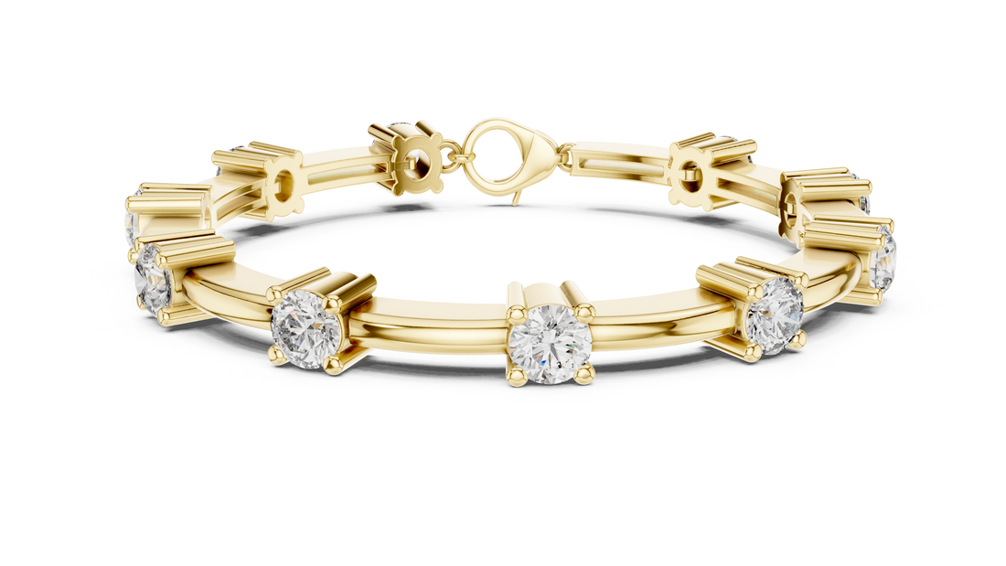 Round Brilliant Diamond Station Link Chain Bracelet in Classic Collet Setting