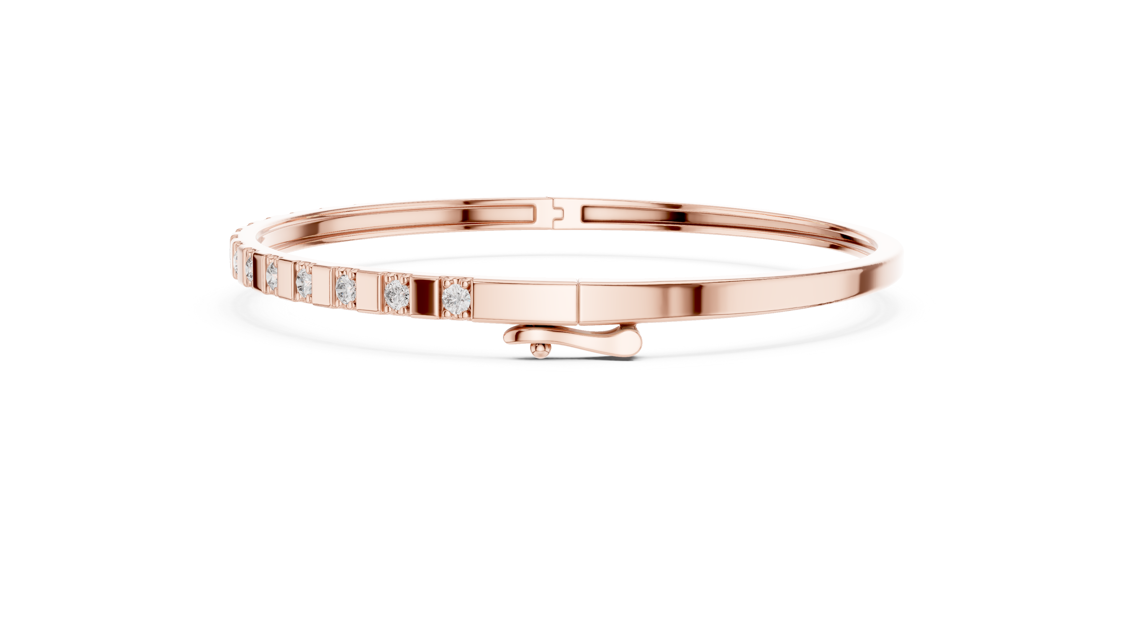 Minimal Round Brilliant Diamond Station Slim Bangle Bracelet