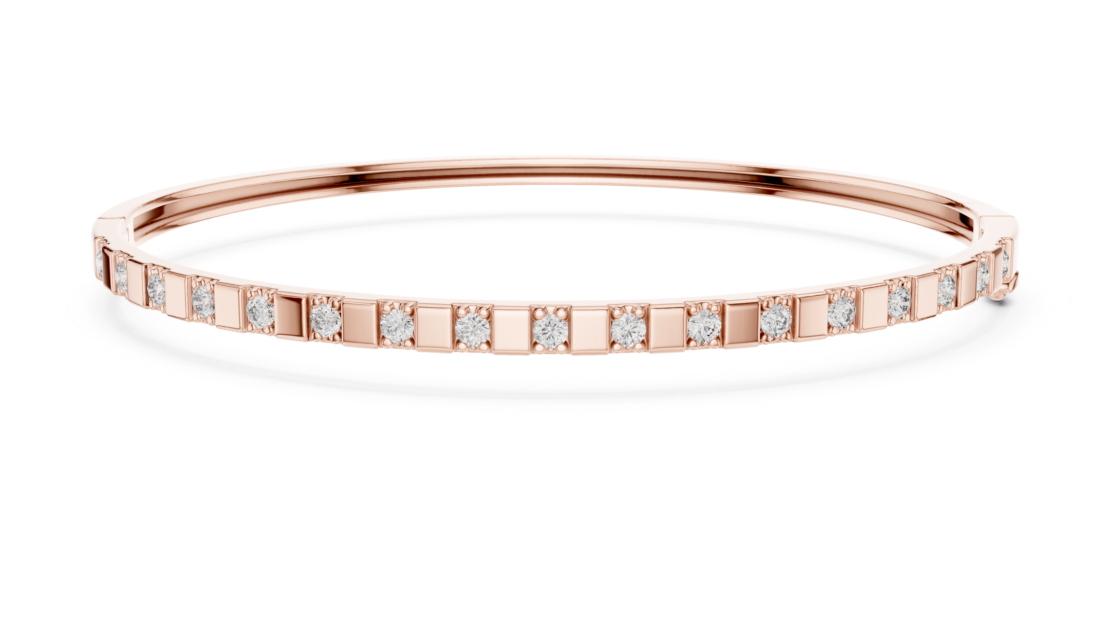 Minimal Round Brilliant Diamond Station Slim Bangle Bracelet