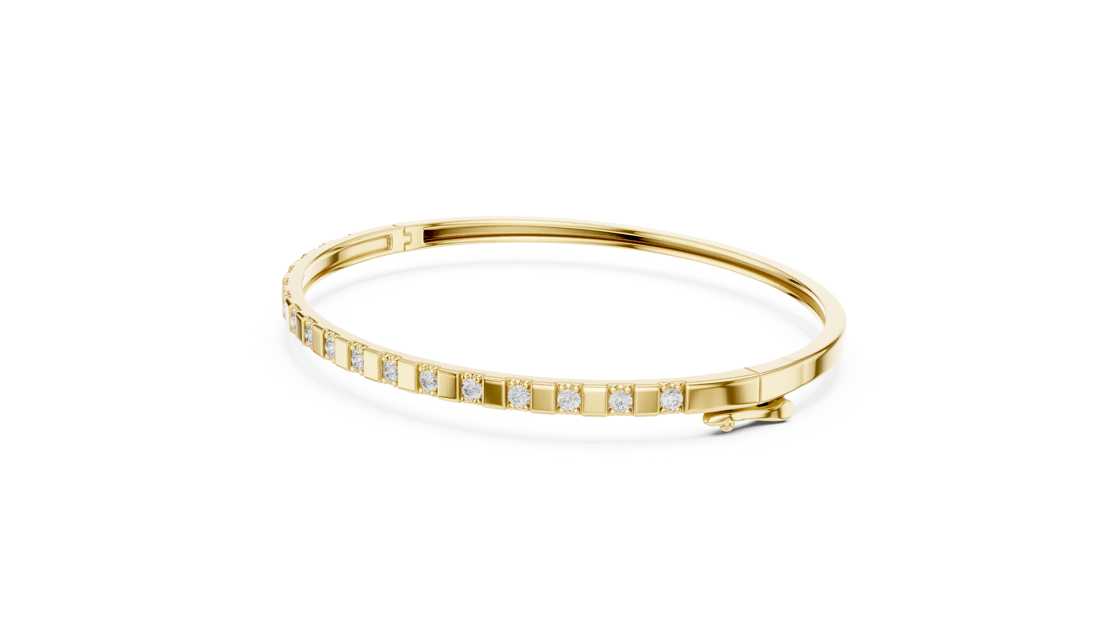Minimal Round Brilliant Diamond Station Slim Bangle Bracelet