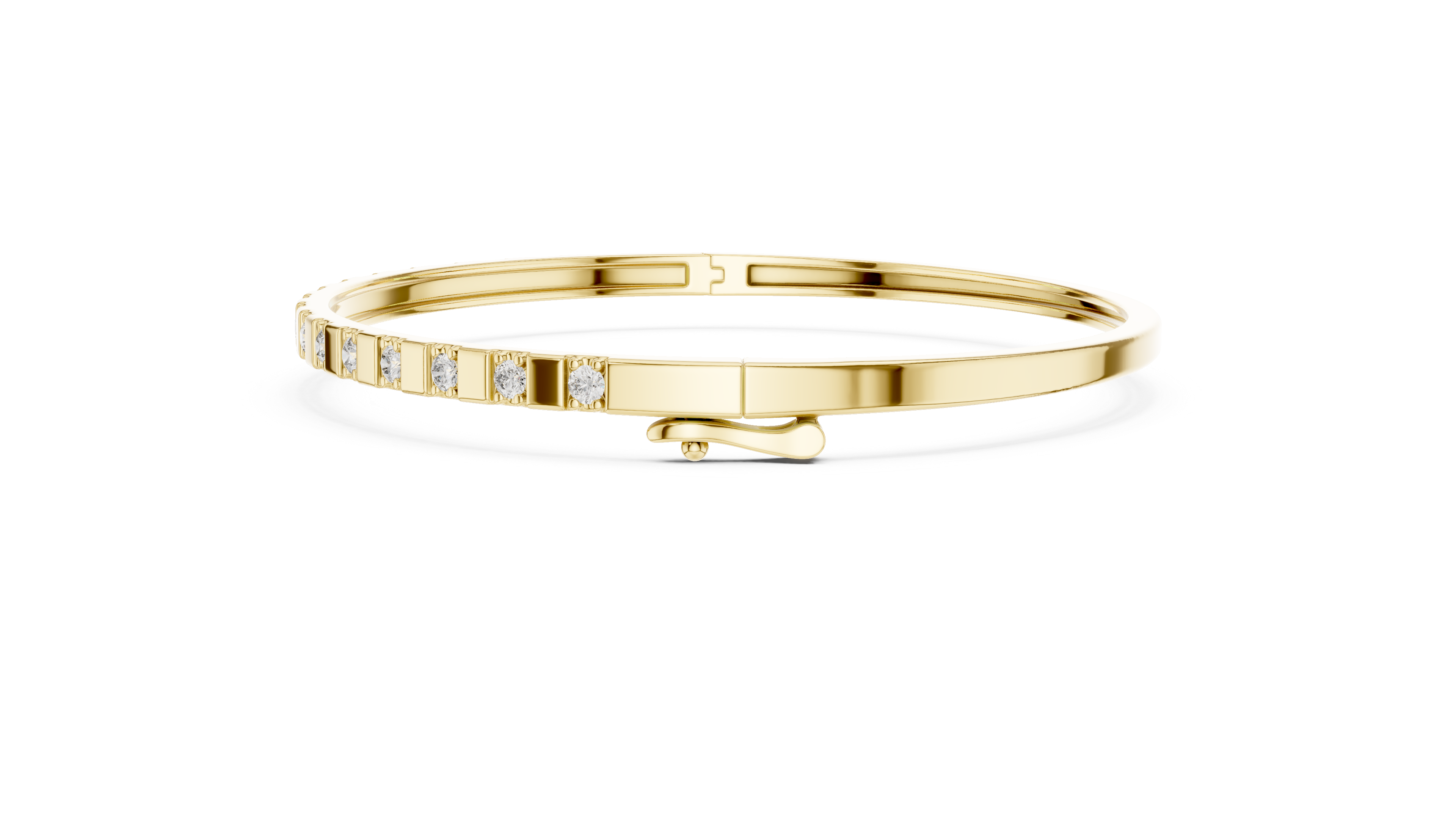 Minimal Round Brilliant Diamond Station Slim Bangle Bracelet