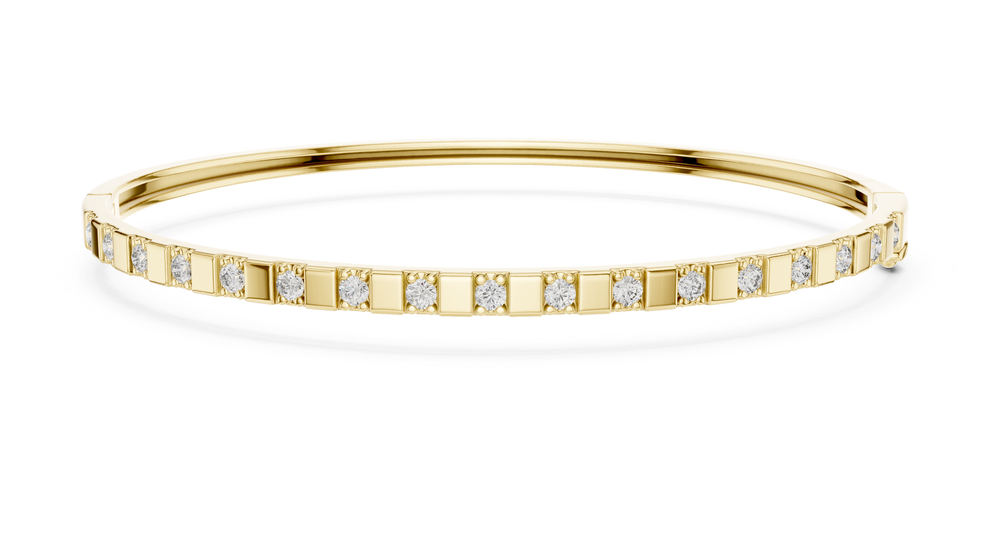 Minimal Round Brilliant Diamond Station Slim Bangle Bracelet