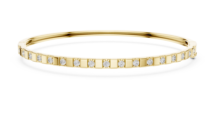 Minimal Round Brilliant Diamond Station Slim Bangle Bracelet