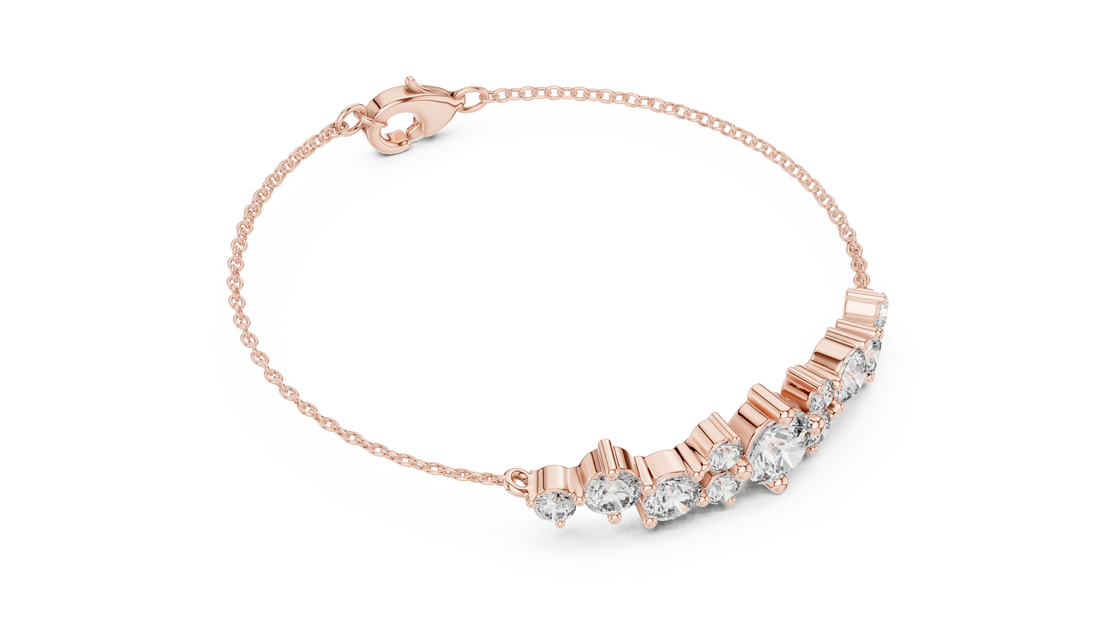 Round Brilliant Diamond Graduated Station Chain Bracelet