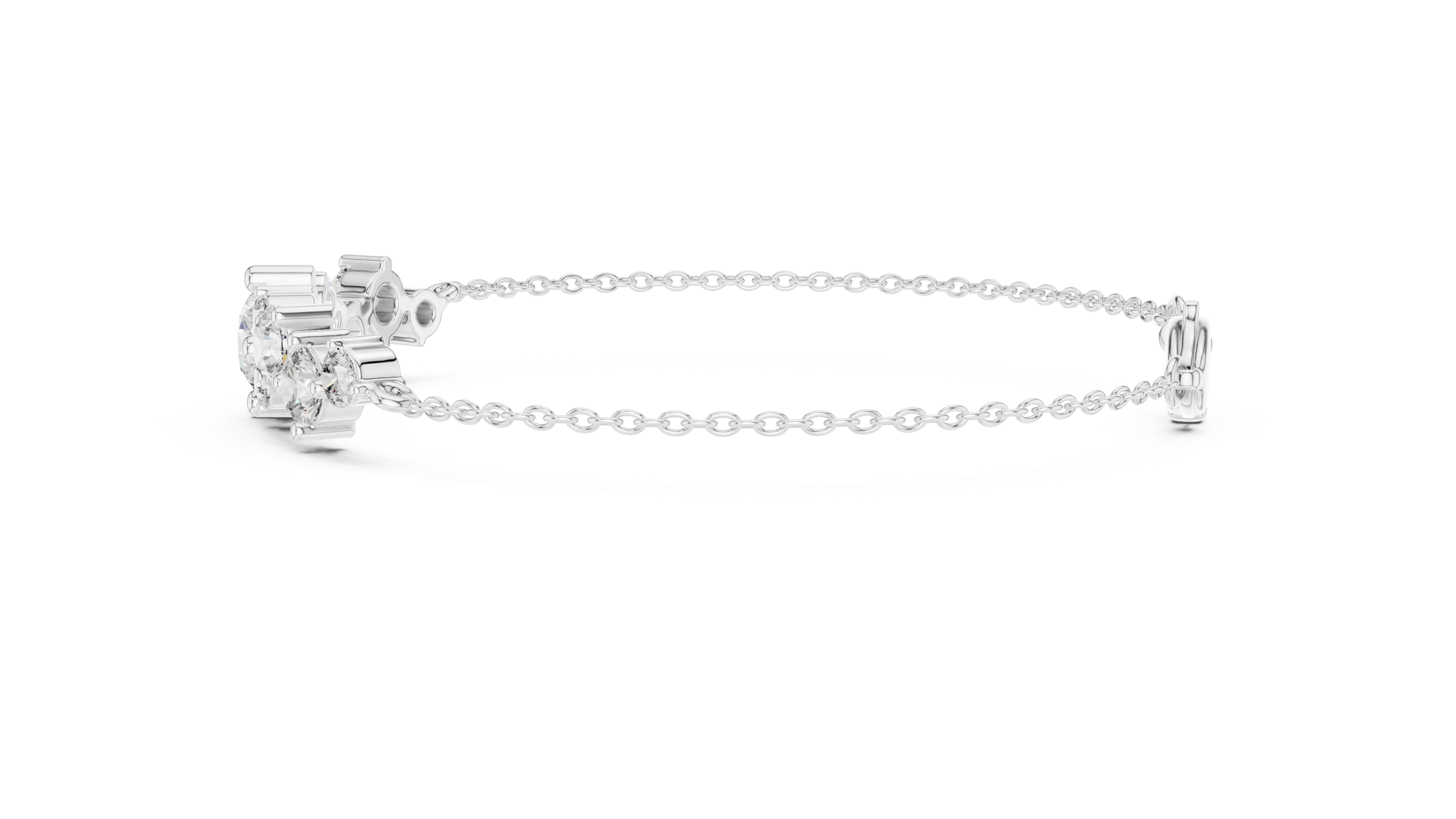 Round Brilliant Diamond Graduated Station Chain Bracelet