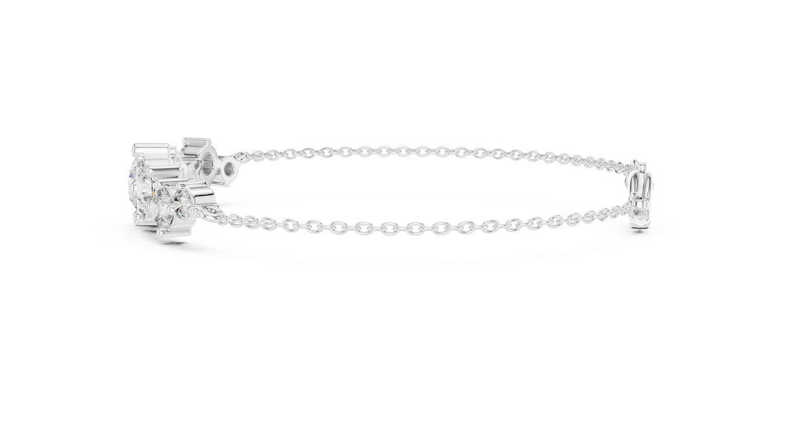 Round Brilliant Diamond Graduated Station Chain Bracelet