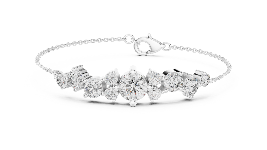 Round Brilliant Diamond Graduated Station Chain Bracelet