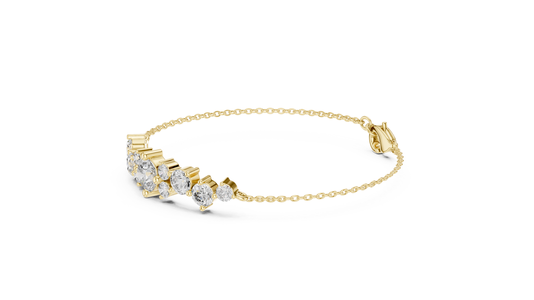 Round Brilliant Diamond Graduated Station Chain Bracelet