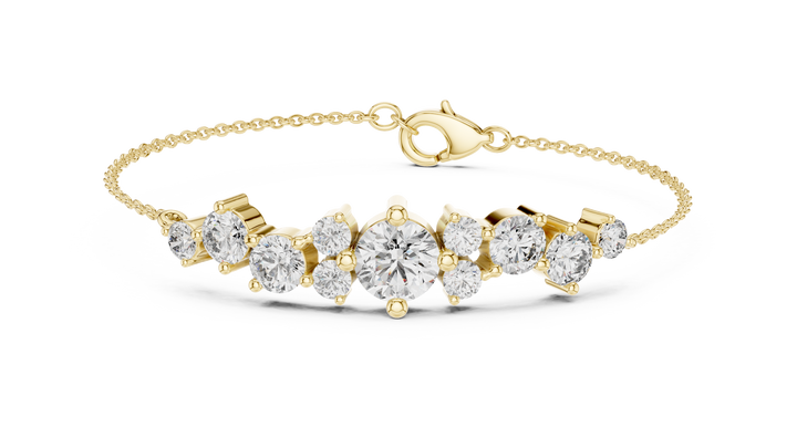 Round Brilliant Diamond Graduated Station Chain Bracelet