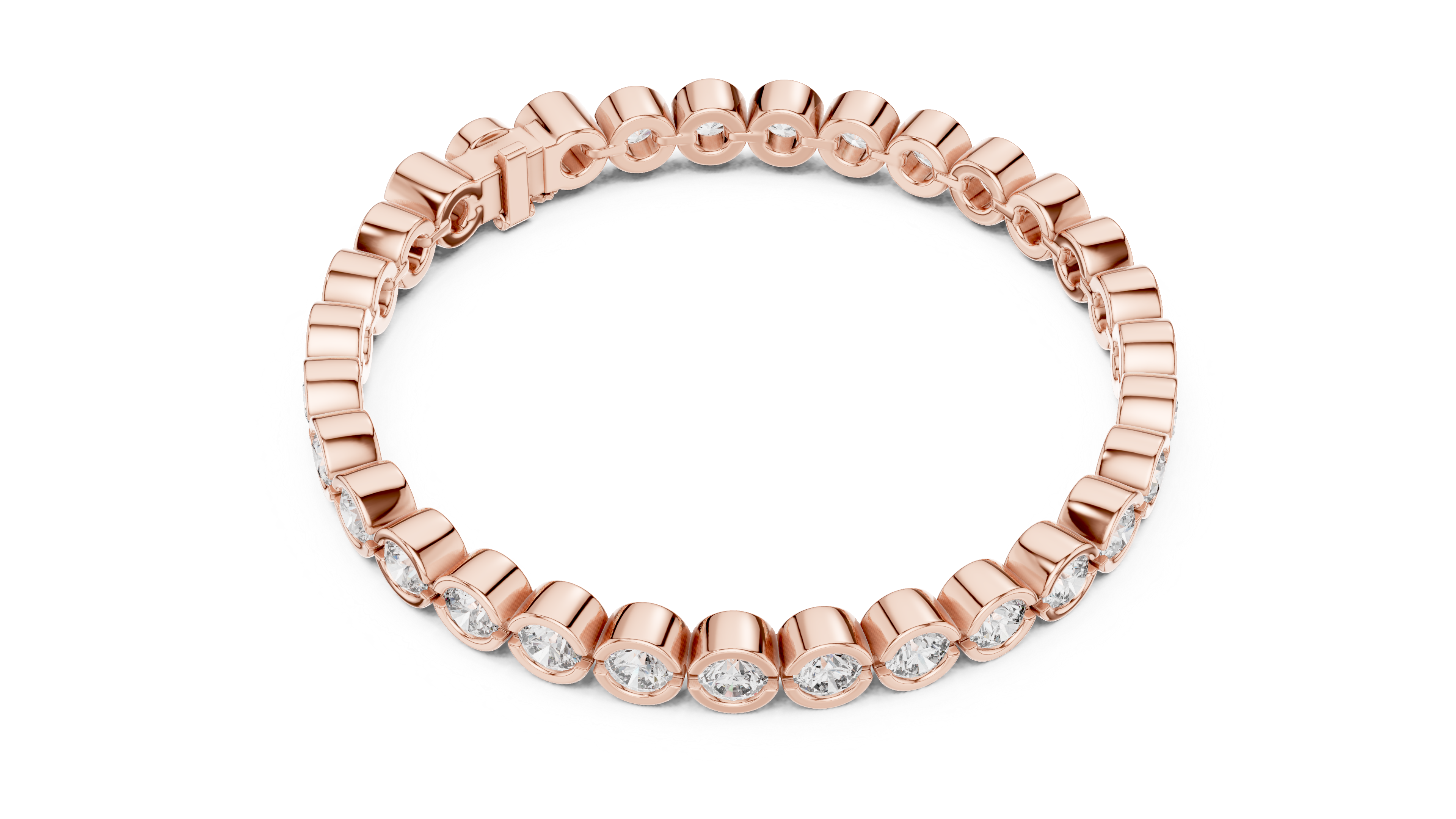 Round Brilliant Diamond Bezel Set Eternity Bangle Bracelet