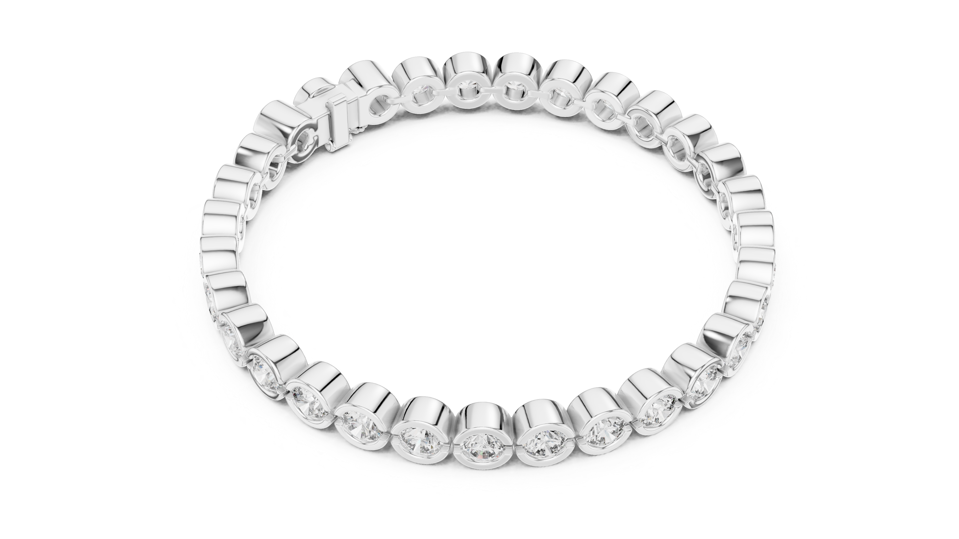 Round Brilliant Diamond Bezel Set Eternity Bangle Bracelet