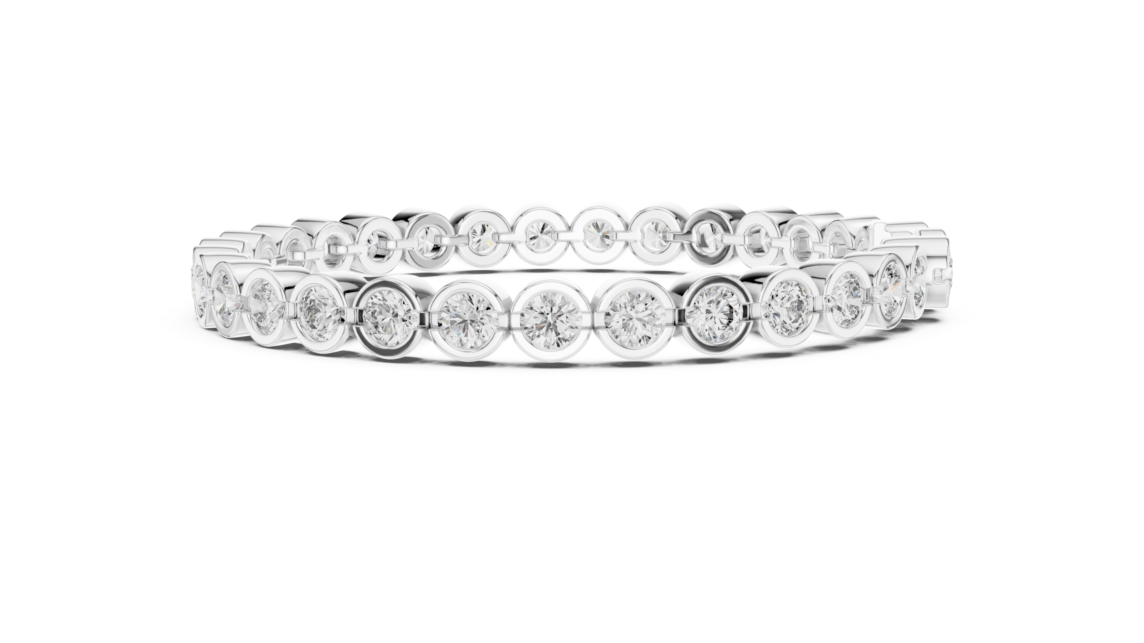 Round Brilliant Diamond Bezel Set Eternity Bangle Bracelet