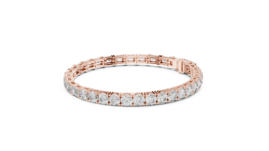 Emerald Cut and Round Brilliant Diamond Alternating Tennis Chain Bracelet