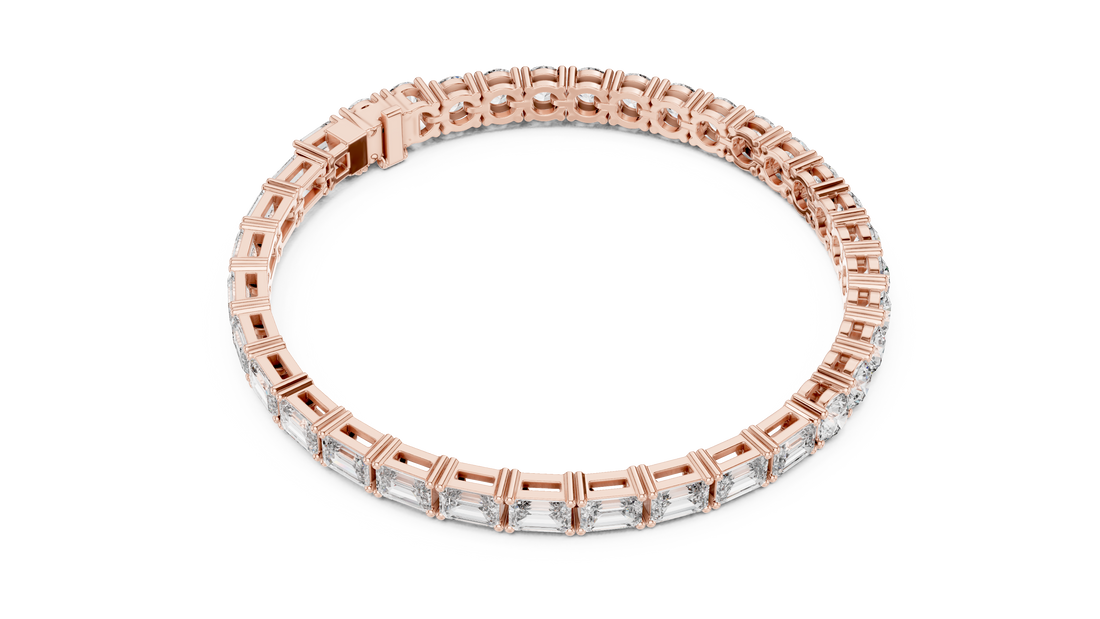 Emerald Cut and Round Brilliant Diamond Alternating Tennis Chain Bracelet