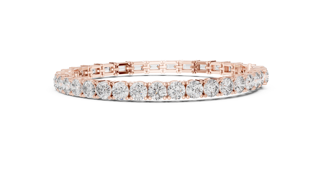 Emerald Cut and Round Brilliant Diamond Alternating Tennis Chain Bracelet