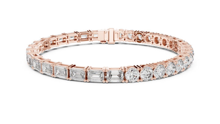 Emerald Cut and Round Brilliant Diamond Alternating Tennis Chain Bracelet