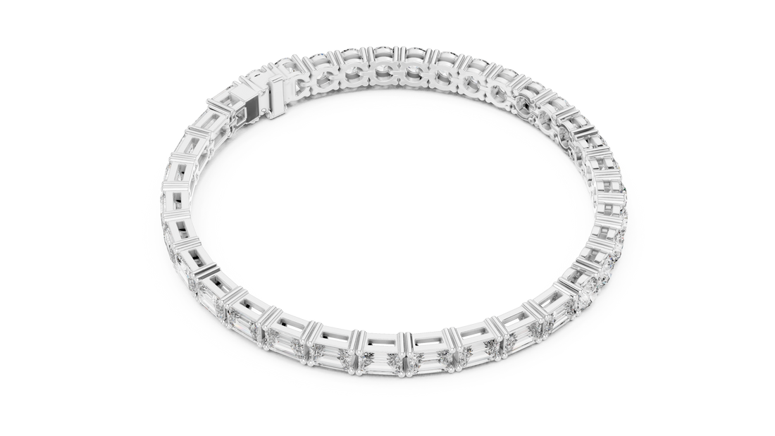 Emerald Cut and Round Brilliant Diamond Alternating Tennis Chain Bracelet